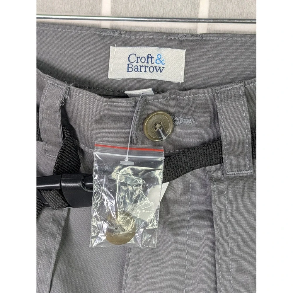 Croft‎ & Barrow Mens Shorts NWT 36 Gray Utility Cargo Pockets Stretchy Outdoors